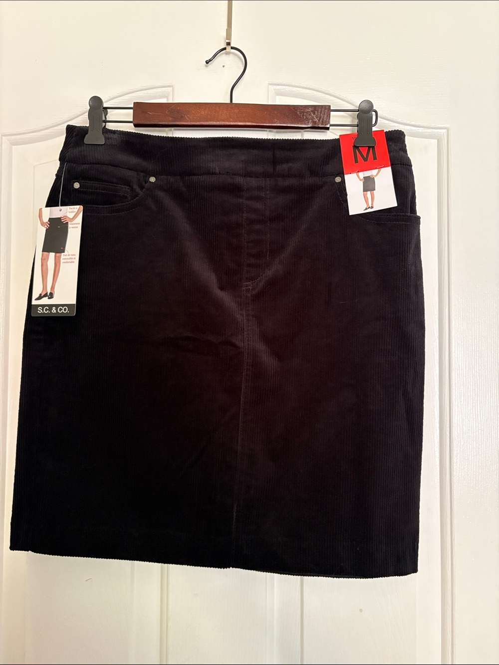S.C. & Co. Black Corduroy Mini Skirt - Sleek Pull-On Style
